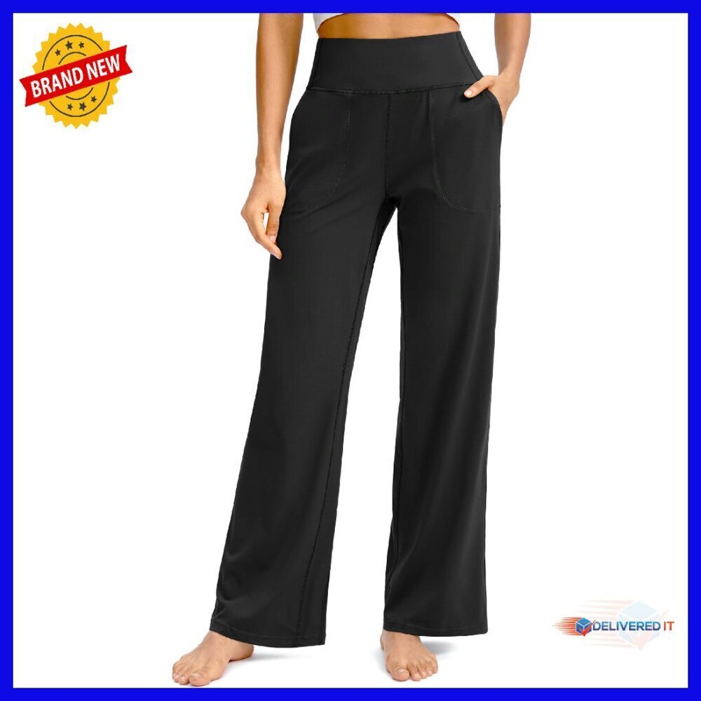 High Waist Wide Leg Yoga Pants with Pockets - Stretchy Lounge Sweatpants